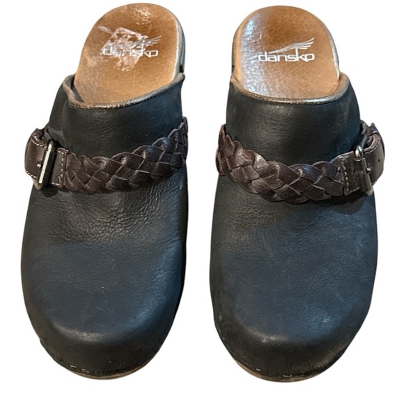 EUC - Dansko Melanie Mules Nubuck Leather Clogs Heel Braided - Size 37 - Picture 3 of 6